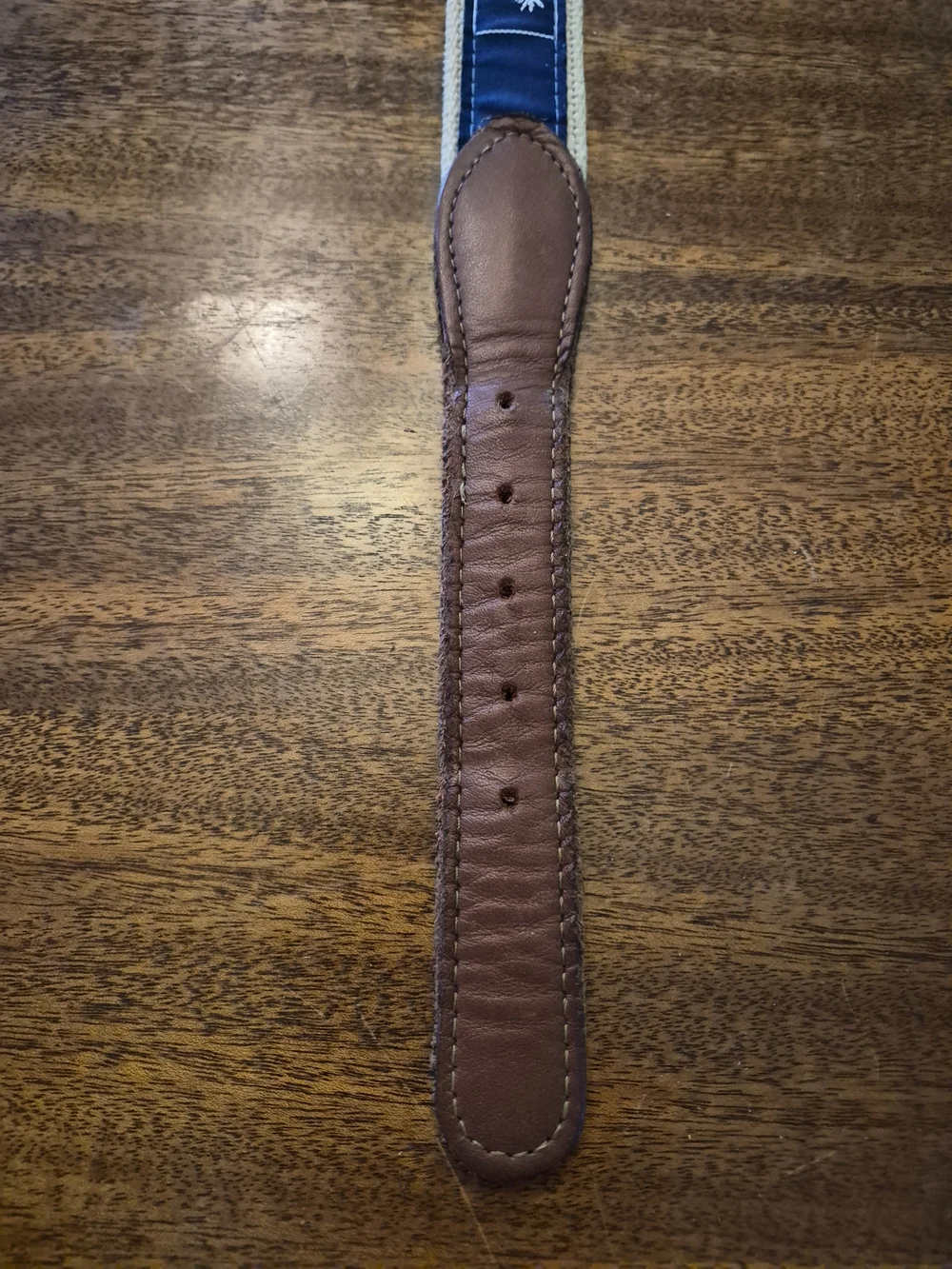Men's South Carolina  State Flag Embroidered Canvas Web Belt  Brown Leather Trim